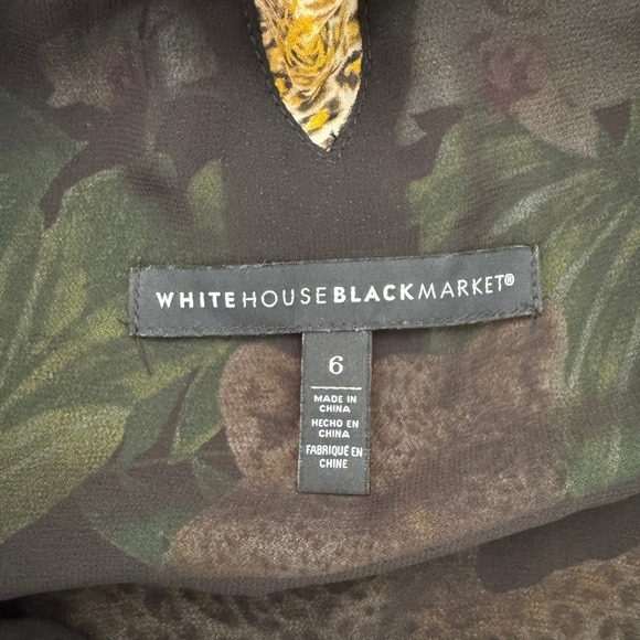 White‎ House Black Market Maxi Dress Size 6 Green Jungle Print Tropical Resort - Picture 12 of 13